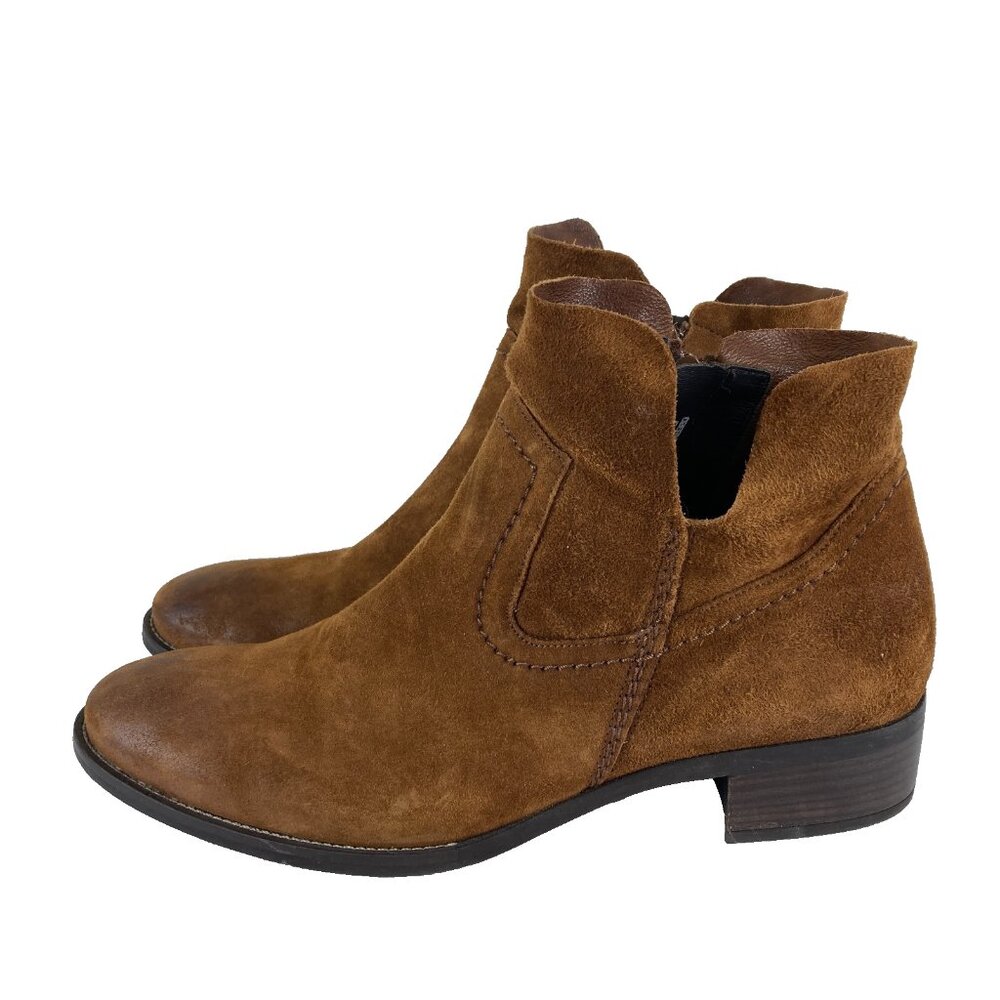 Paul Green Womens‎ sz 6.5 Designer Brown Suede Leather Ankle Zip Boots Bootie - Picture 2 of 9